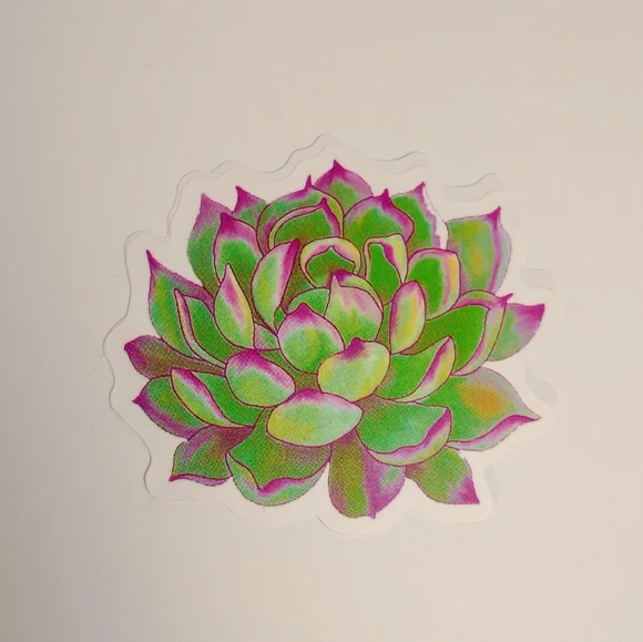 โ SOLD 10/$10 Green and Purple Succulent Plant VSCO Die Cut Sticker - Picture 1 of 3